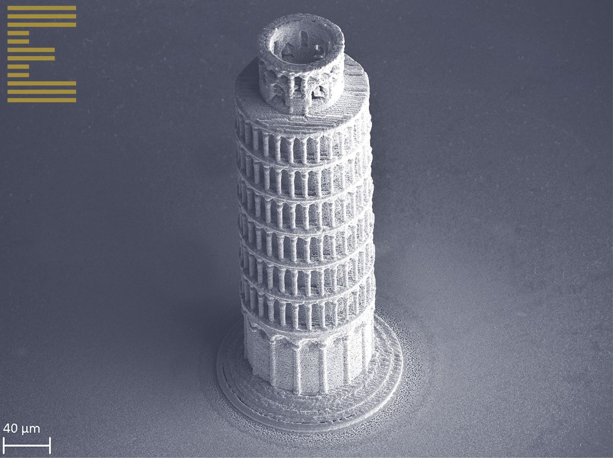 The Leaning Tower of Pisa, 3D Printed in metal, just 360 µm tall