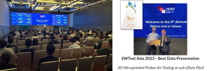 Exaddon speaking at SW Test Asia 2023 in Taiwan, and receiving the award for &quot;Best Data Presentation&quot;. 