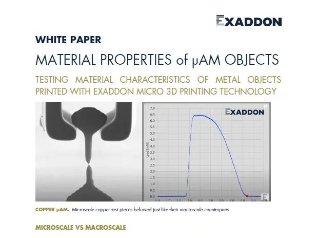 A screenshot of the Exaddon material properties whitepaper