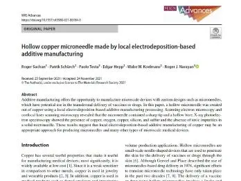 MRS Advances 2021 journal paper featuring Exaddon research