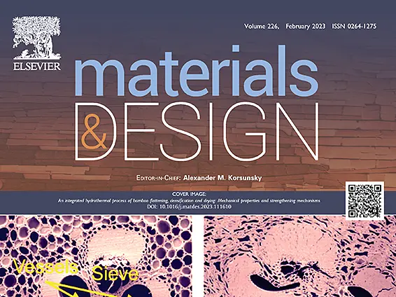 Materials and Design journal cover, March 2023.