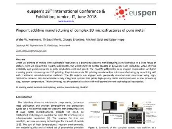 EUSPEN 2018 international conference proceedings featuring Exaddon research